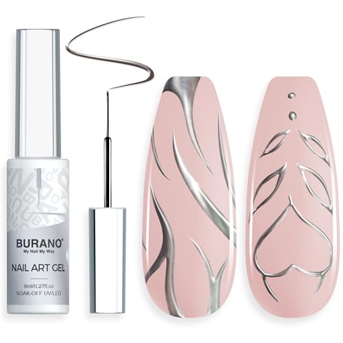 Vernis à ongles gel semi permanent BURANO silver holographique 3Dchrome liner UV LED 8ml