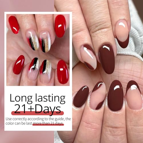 UR SUGAR Vernis Semi Permanent, Marron Rouge Pailleté, Nail Art Noël Soirée Élégance