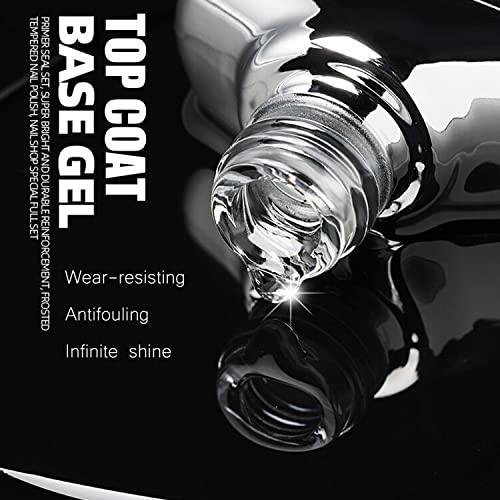 Vishine Vernis à Ongles Semi Permanent 16ml Couche de Base et Fini Soin UV LED Manucure Lot de 2 pour Design d'Art des O